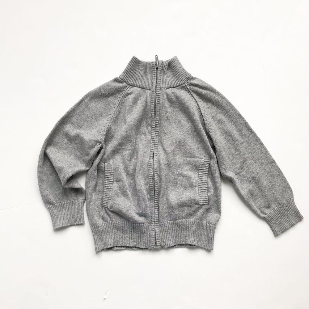 H&M gray zip up knit sweater/cardigan EUC 2-4Y
